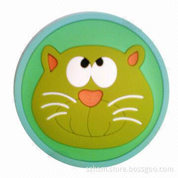 Flexible PVC Rubber Cup Pad/Mat/Coaster with 3D Logo Printing, Customized Designs are Accepted